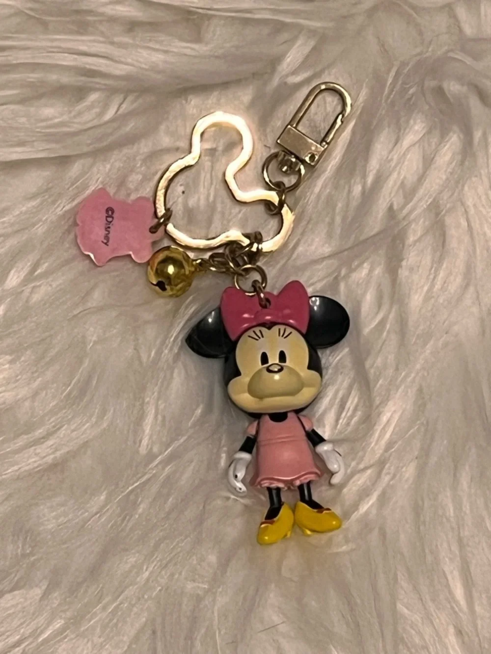 Disney Minnie Mouse Pink Bow and Dress Key Charm with Gold Bell